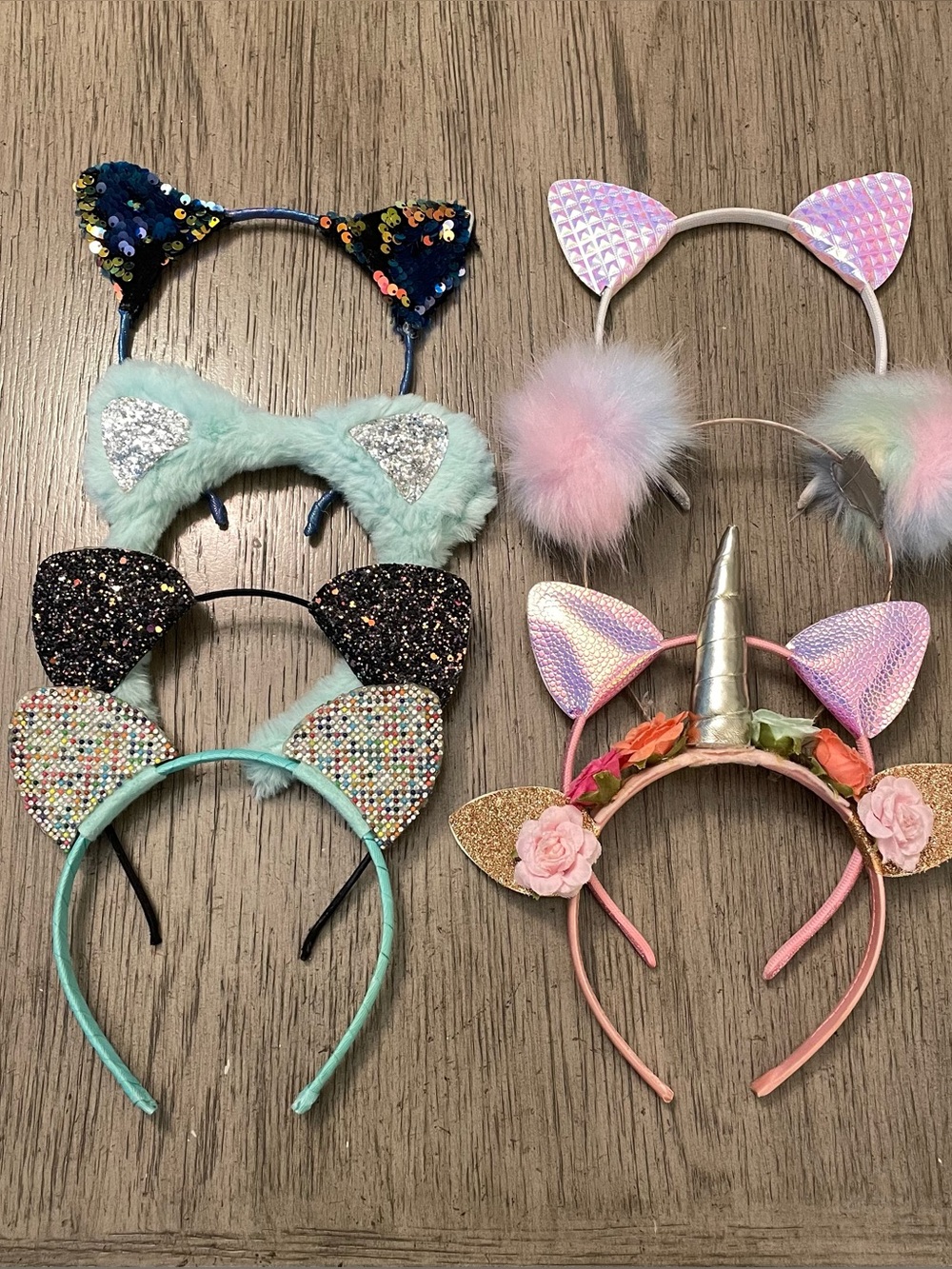 Girls headbands with ears, 8 assorted. Cute!!